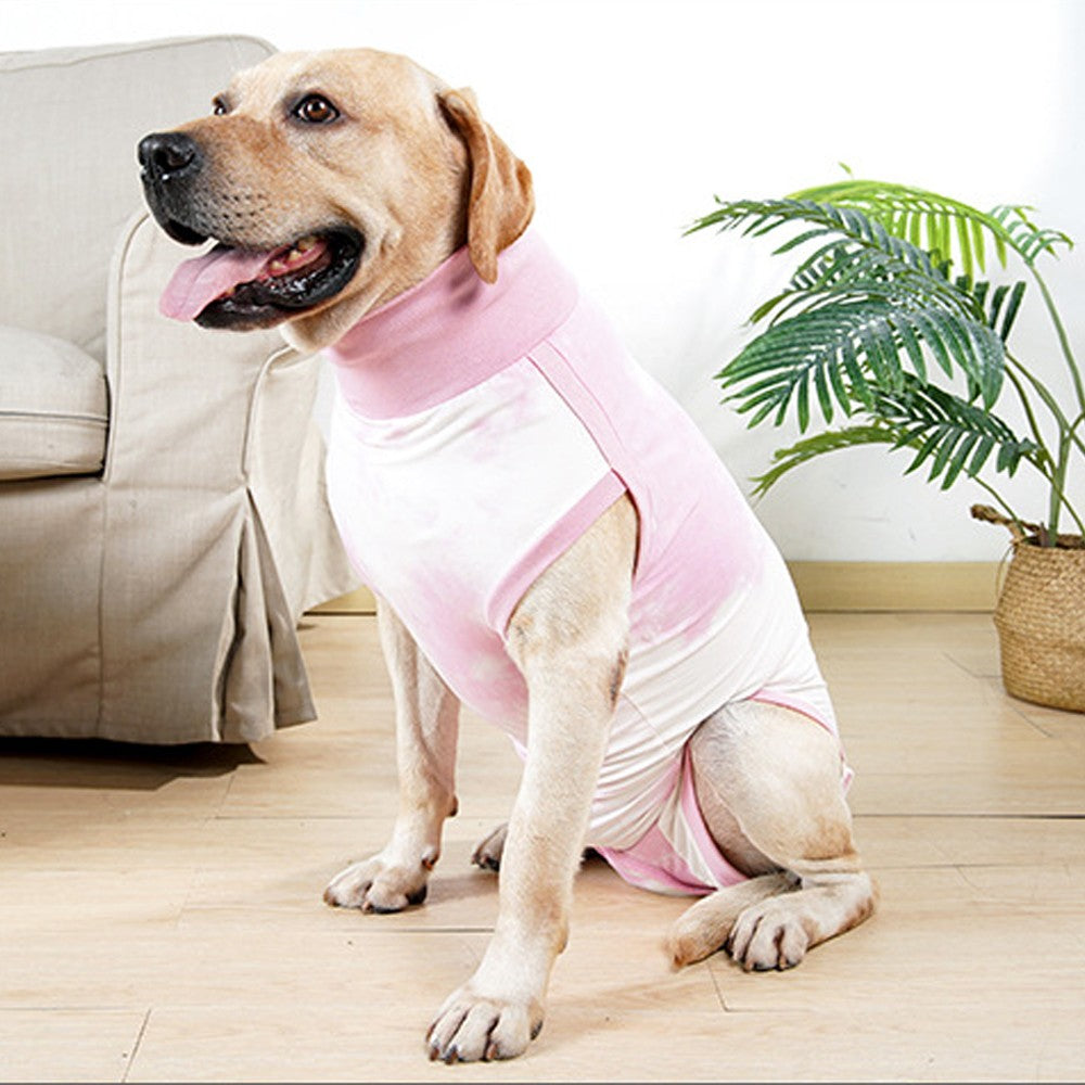 Dog Recovery Suit Pet Recovery Shirt Dog Abdominal Wounds Care Clothes - Pink M