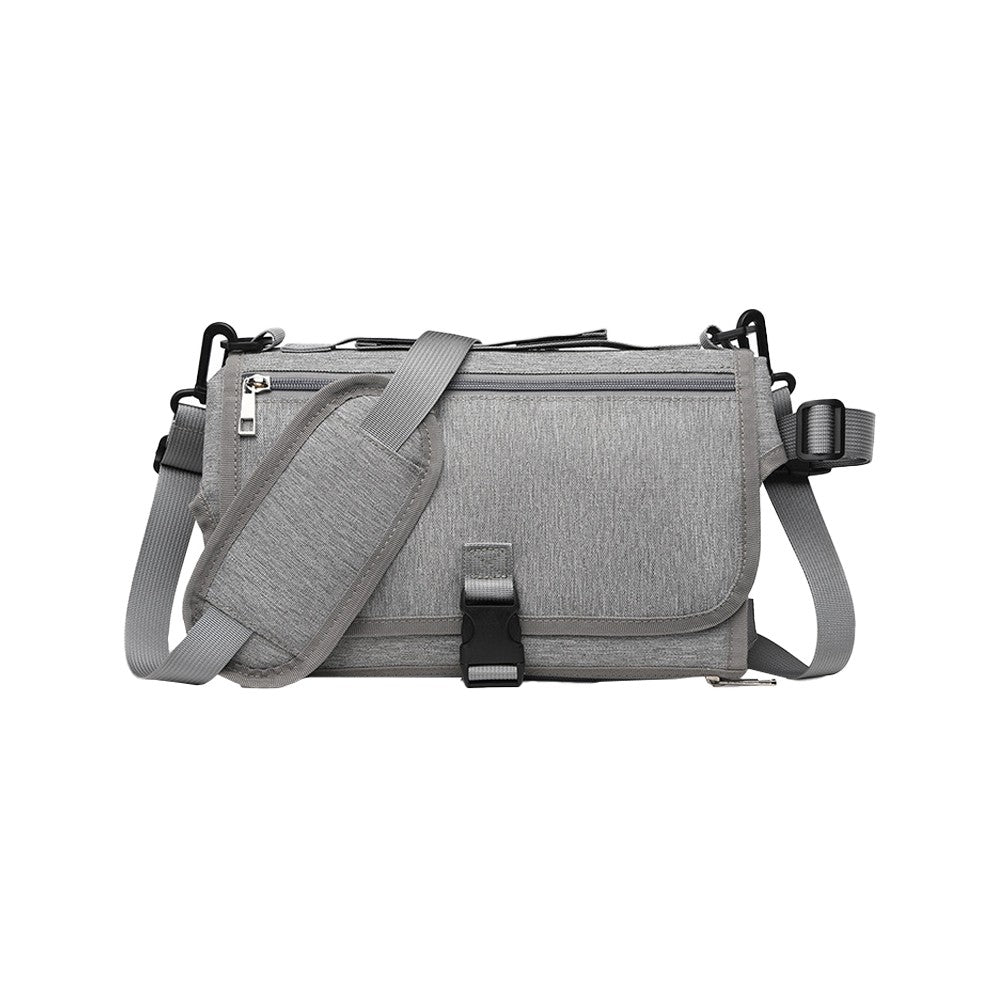 Foldable Water-resistant Diaper Changing Pad Bag with Shoulder Strap - Grey