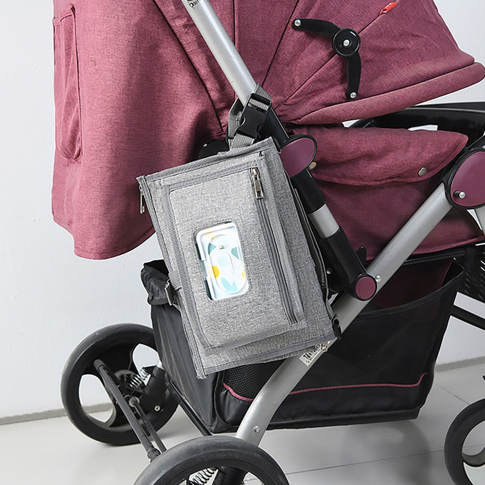 Foldable Water-resistant Diaper Changing Pad Bag with Shoulder Strap - Grey