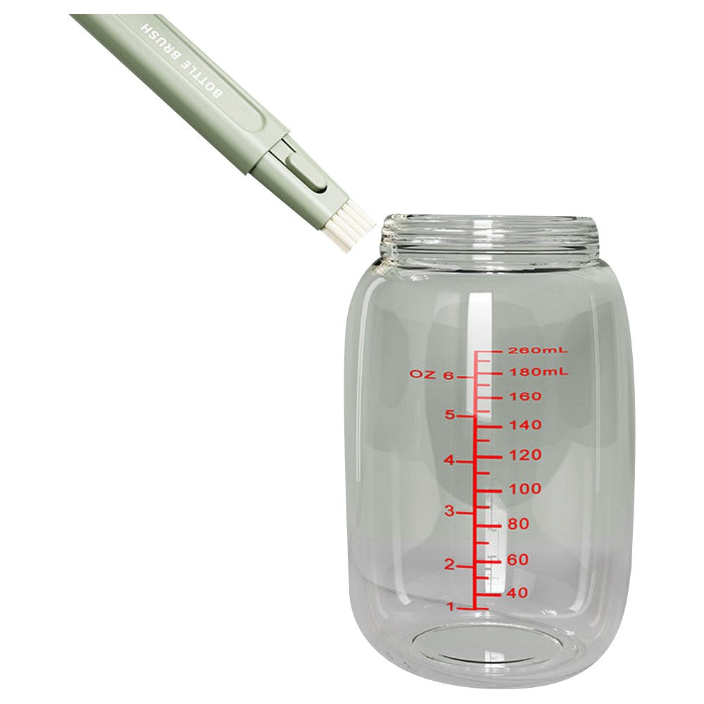 Travel Bottle Brush Set Extendable Silicone Bottle Brush with Portable Storage Case - Green