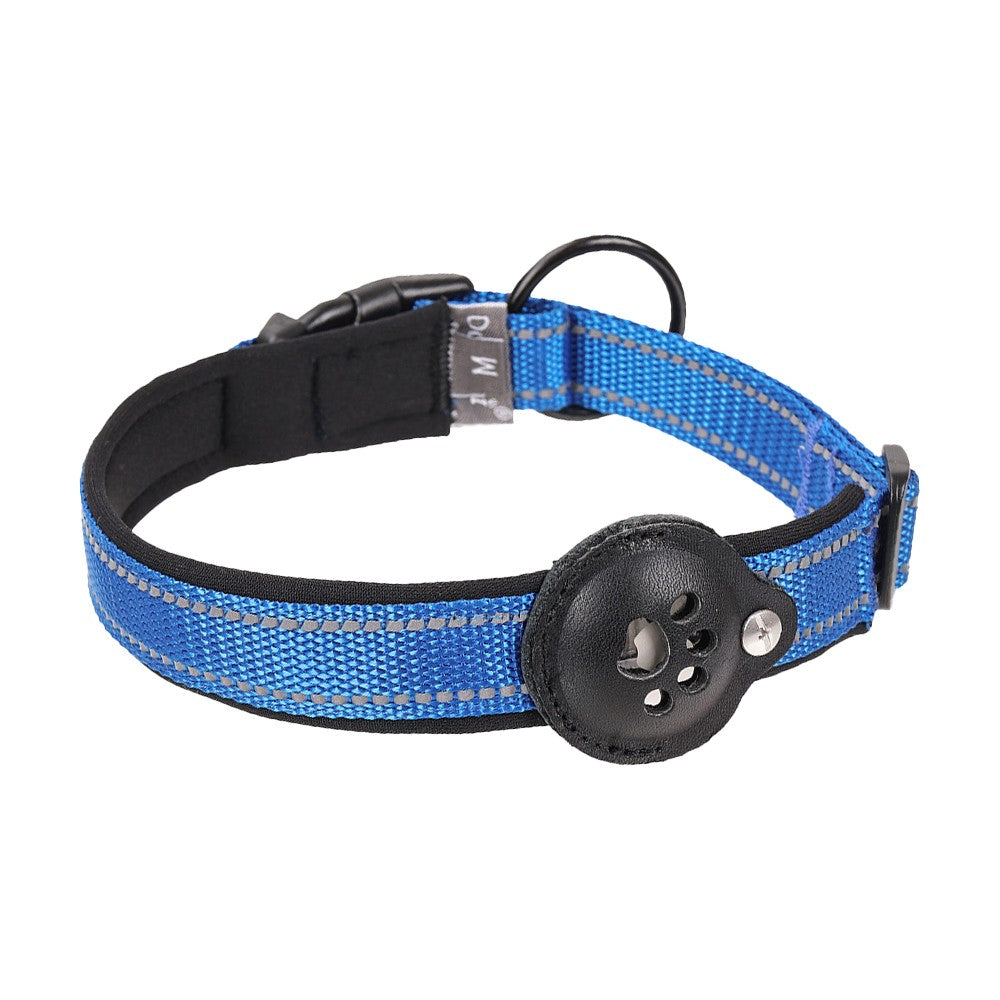 Reflective Pet Dog Collar with AirTag Holder - Blue XL