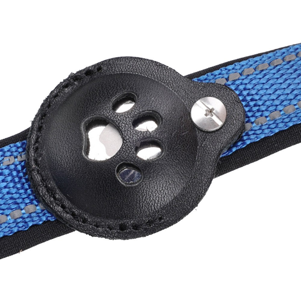 Reflective Pet Dog Collar with AirTag Holder - Blue XL