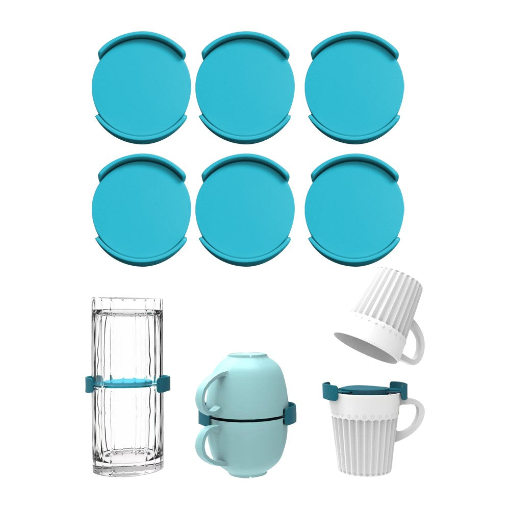 6Pcs Mug Organizers Coffee Cup Stackers Holders Save Cabinet Space - Blue