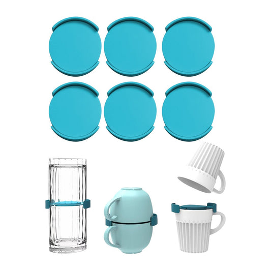 6Pcs Mug Organizers Coffee Cup Stackers Holders Save Cabinet Space - Blue