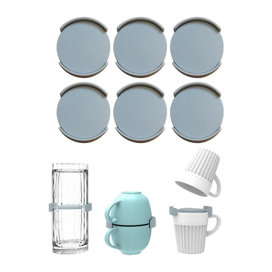 6Pcs Mug Organizers Coffee Cup Stackers Holders Save Cabinet Space - Grey