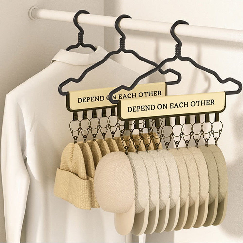 Closet Hat Hangers Baseball Caps Rack Hat Holder with 10 Clips - Black
