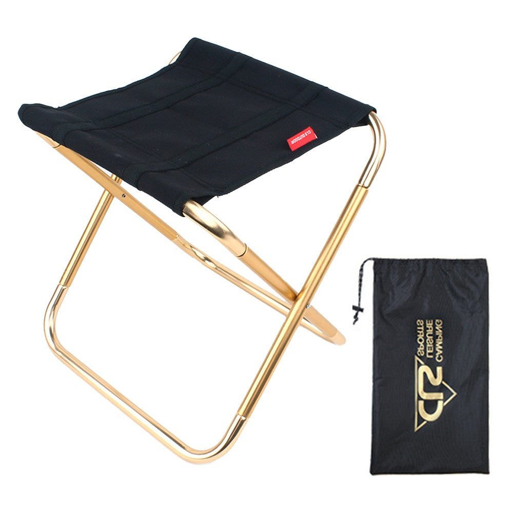 Portable Folding Chair Outdoor Camping Stool Seat with Storage Bag - Black