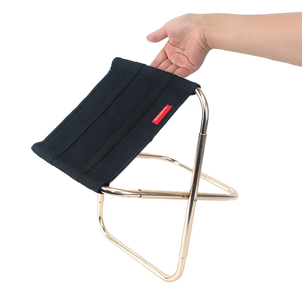 Portable Folding Chair Outdoor Camping Stool Seat with Storage Bag - Black