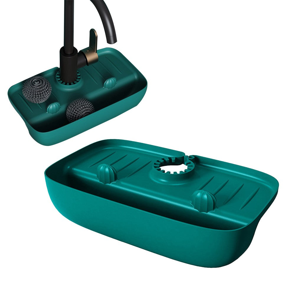 Sink Faucet Splash Guard Countertop Protector for Kitchen Bathroom - Dark Green