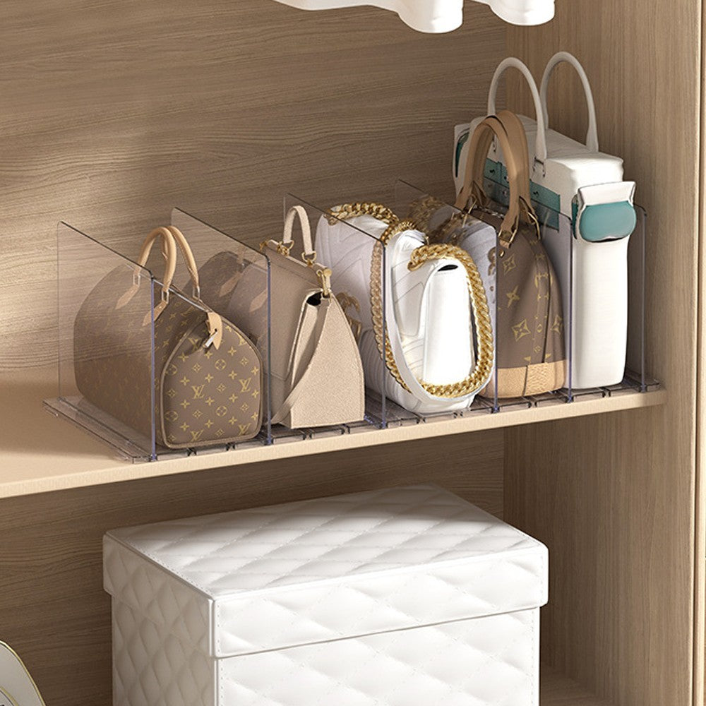 4 Compartment Adjustable Closet Shelf Dividers for Handbags Purse Clothes Books