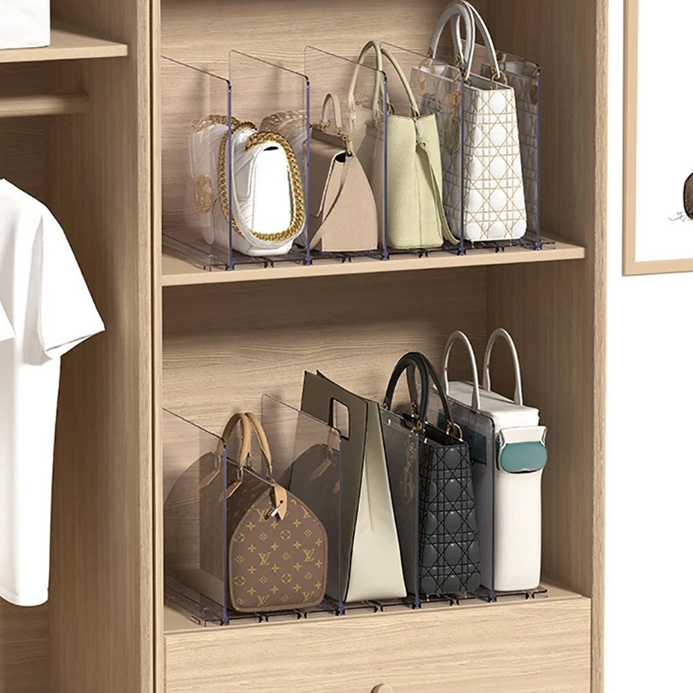 4 Compartment Adjustable Closet Shelf Dividers for Handbags Purse Clothes Books