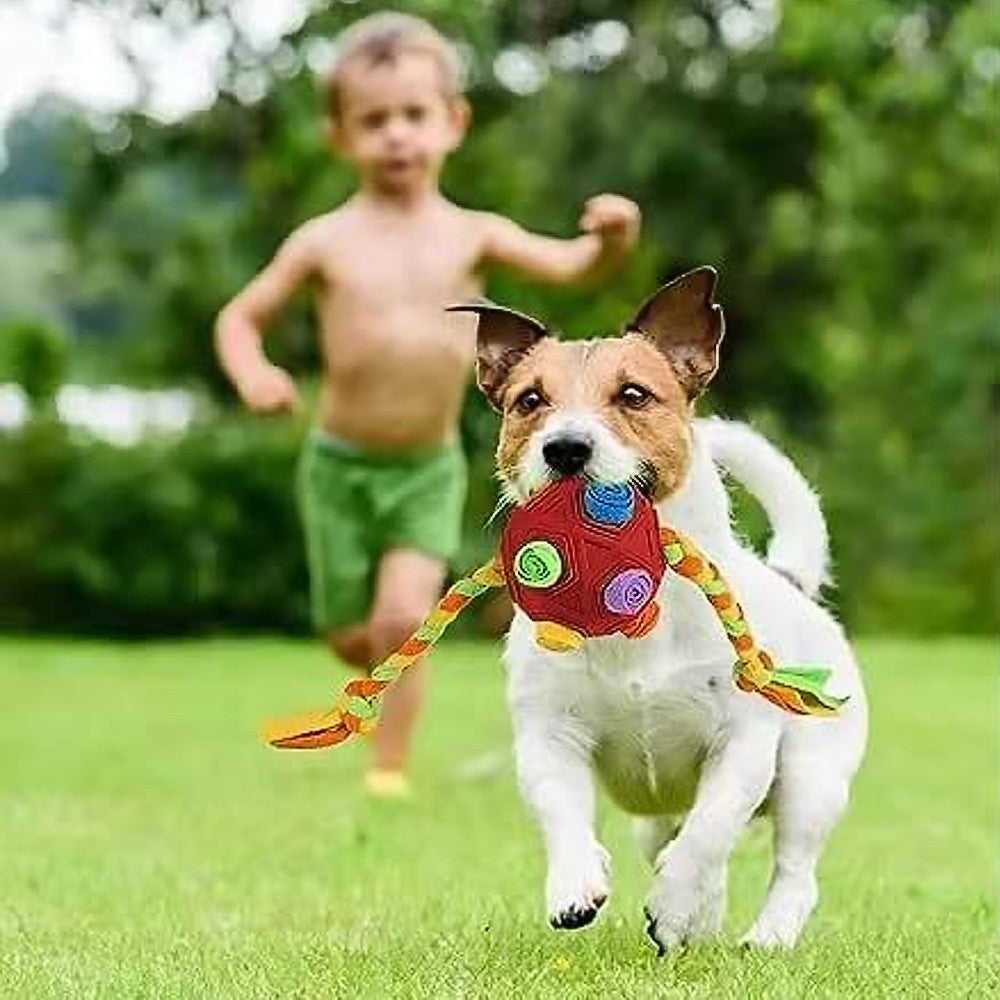 Dog Snuffle Ball Pet Interactive Toy Dog Chew Toy with Interactive Rope - Red