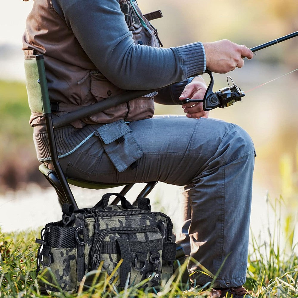 Fishing Tackle Bag Waist Pack Shoulder Crossbody Bag Fish Lures Bag - Army Green