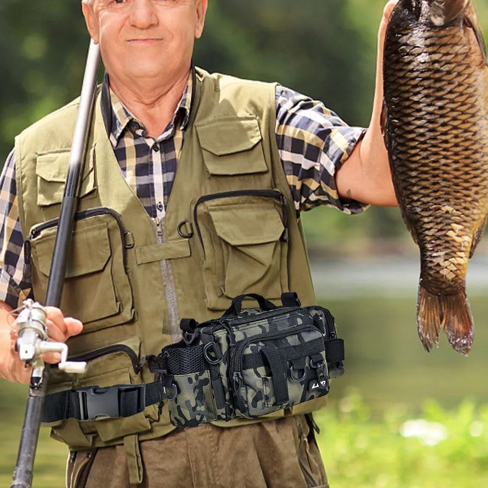 Fishing Tackle Bag Waist Pack Shoulder Crossbody Bag Fish Lures Bag - Army Green