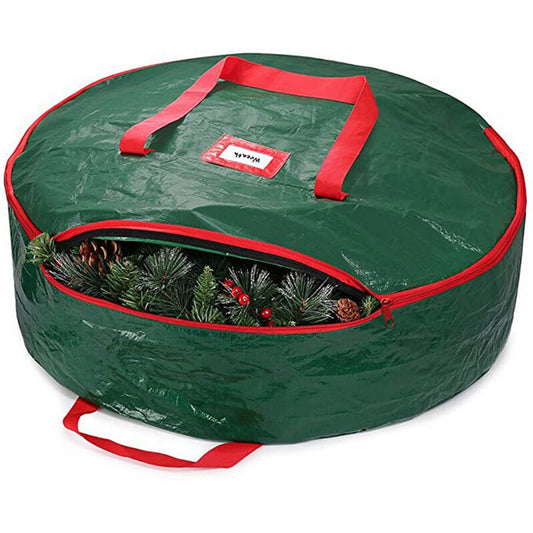 60x18cm Dust Proof Christmas Wreath Storage Bag Waterproof Xmas Wreath Garland Zipped Storage Bag Green