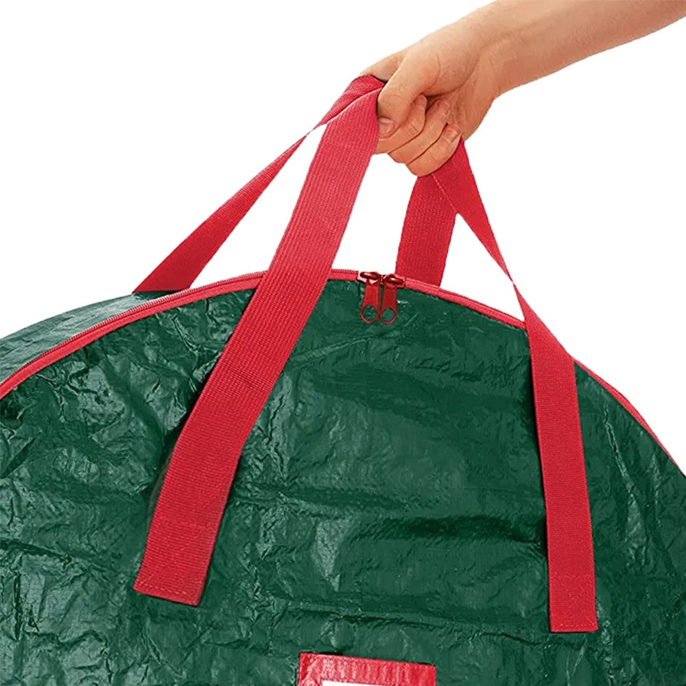 90x20cm Dust Proof Christmas Wreath Storage Bag Waterproof Xmas Wreath Garland Zipped Storage Bag Green