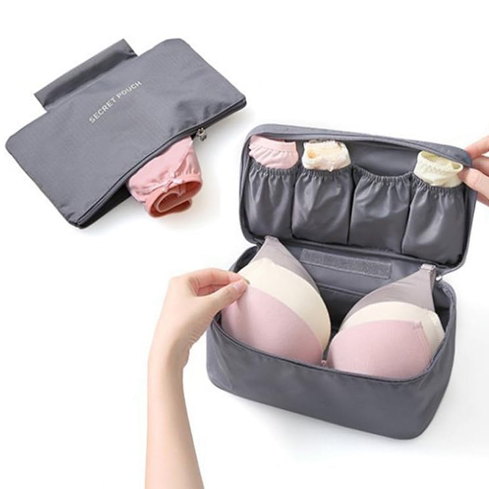 2 X Travel Underwear Bra Storage Bag Lingerie Socks Organizers Grey Navy Blue