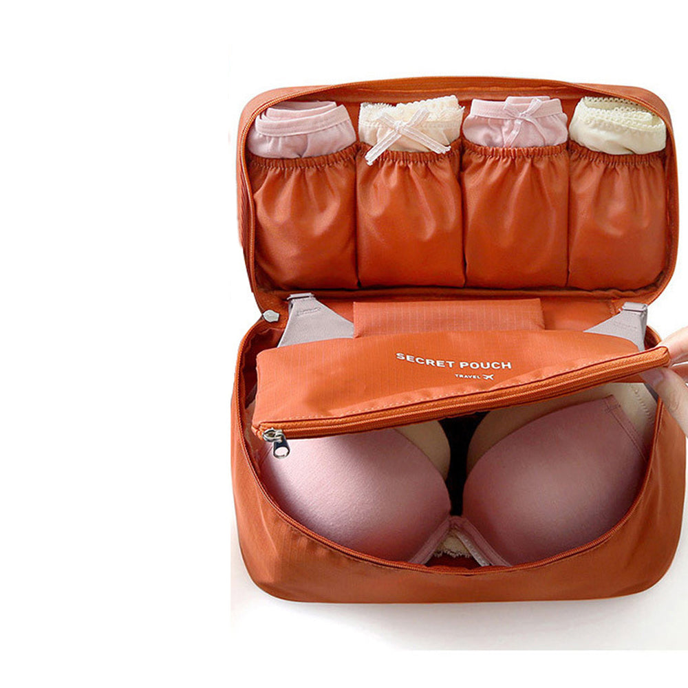 Travel Underwear Bra Storage Bag Lingerie Socks Organizers Orange
