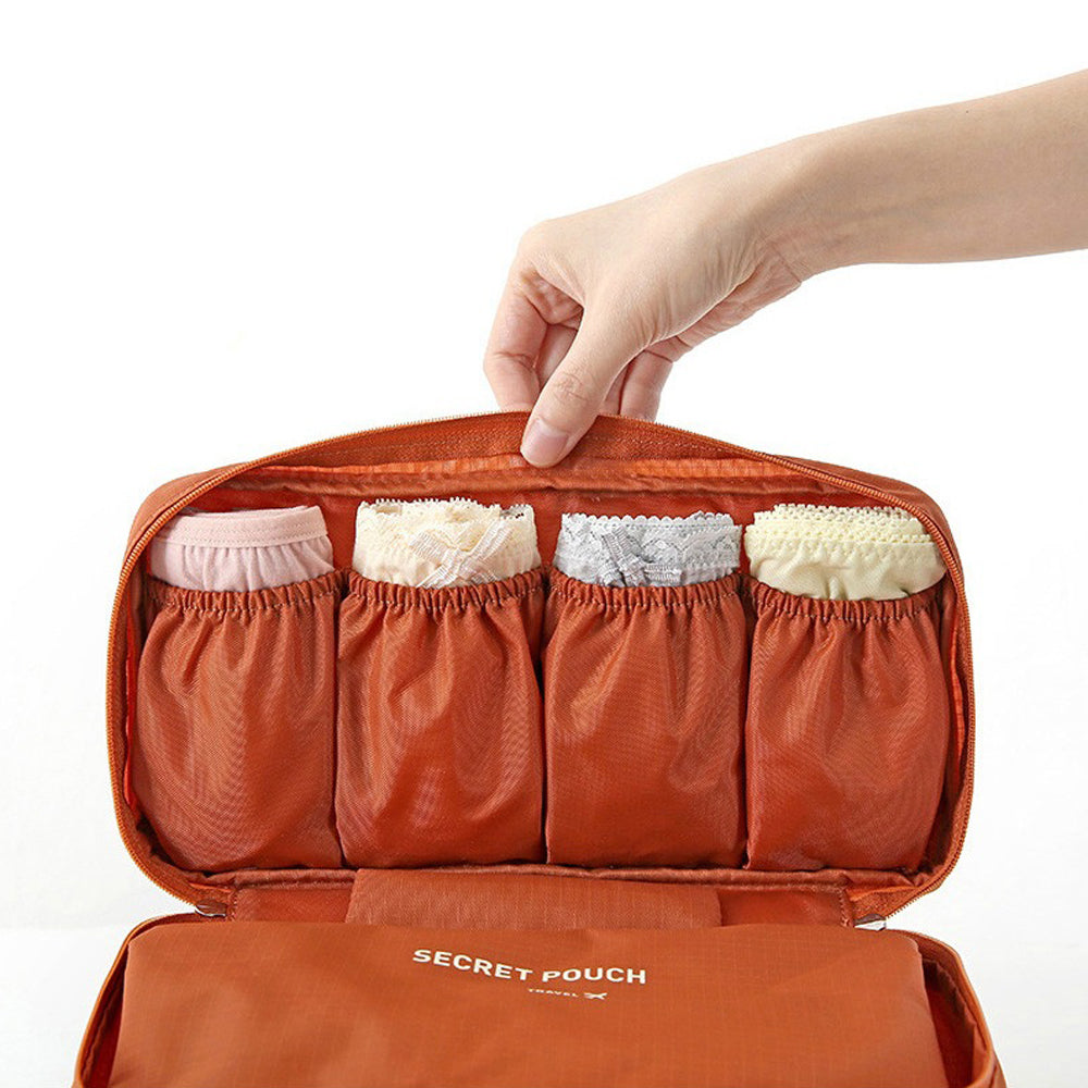 2 X Travel Underwear Bra Storage Bag Lingerie Socks Organizers Red Orange