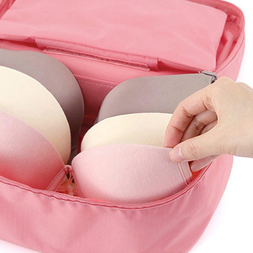 2 X Travel Underwear Bra Storage Bag Lingerie Socks Organizers Pink Light Blue