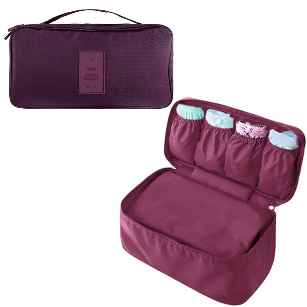 Travel Underwear Bra Storage Bag Lingerie Socks Organizers Wine Red