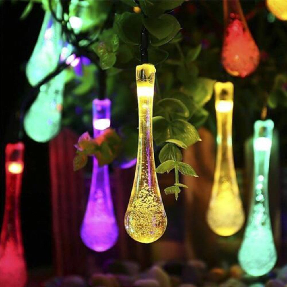 50LEDs Solar Water Drop String Light Warm Lights