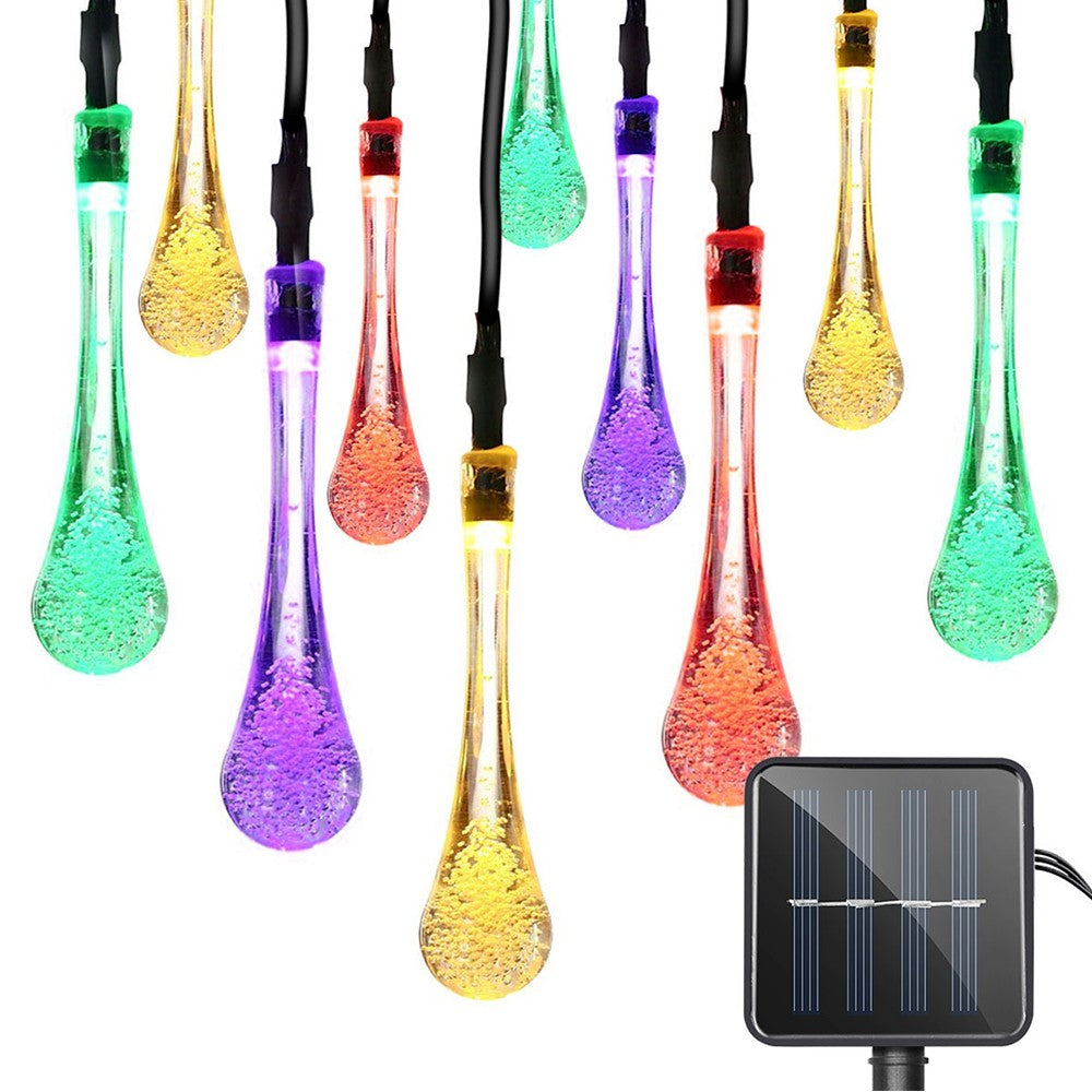 50LEDs Solar Water Drop String Light Warm Lights