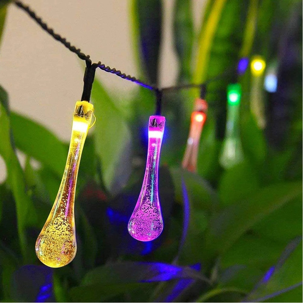 50LEDs Solar Water Drop String Light Warm Lights