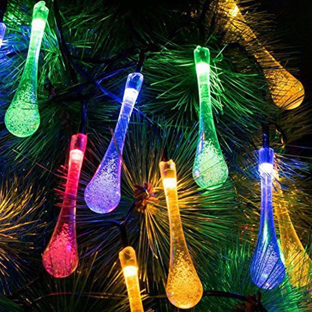 50LEDs Solar Water Drop String Light Warm Lights