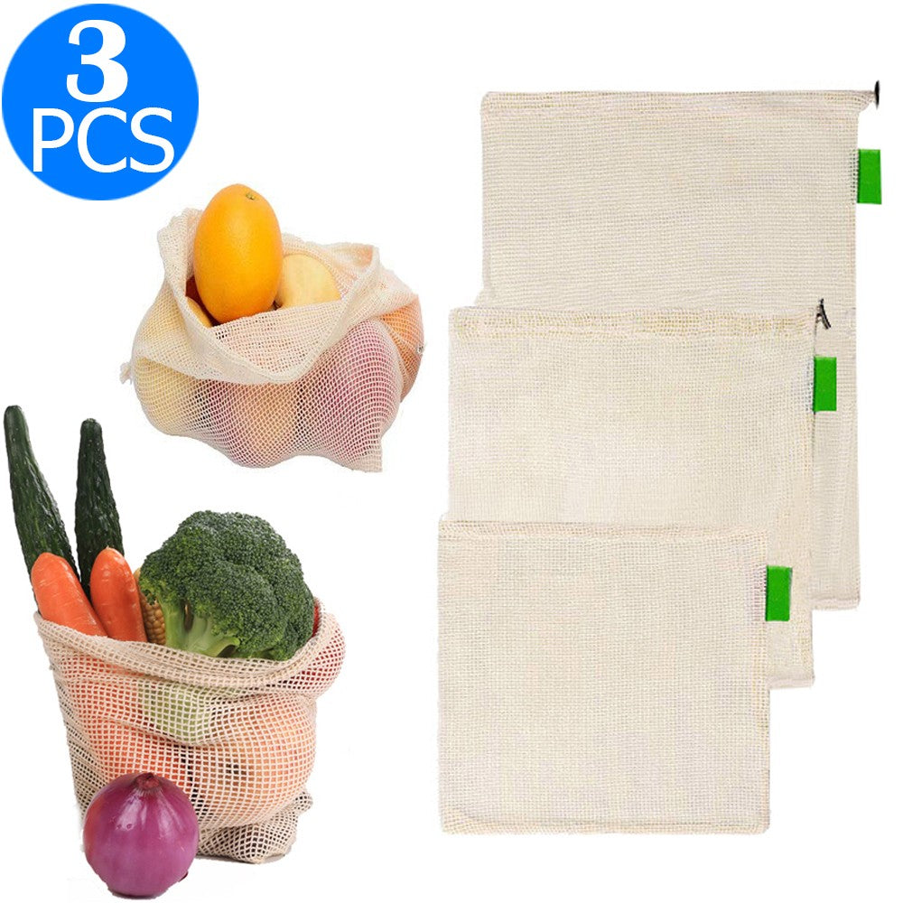 3PCS Reusable Shopping Mesh Bags Set