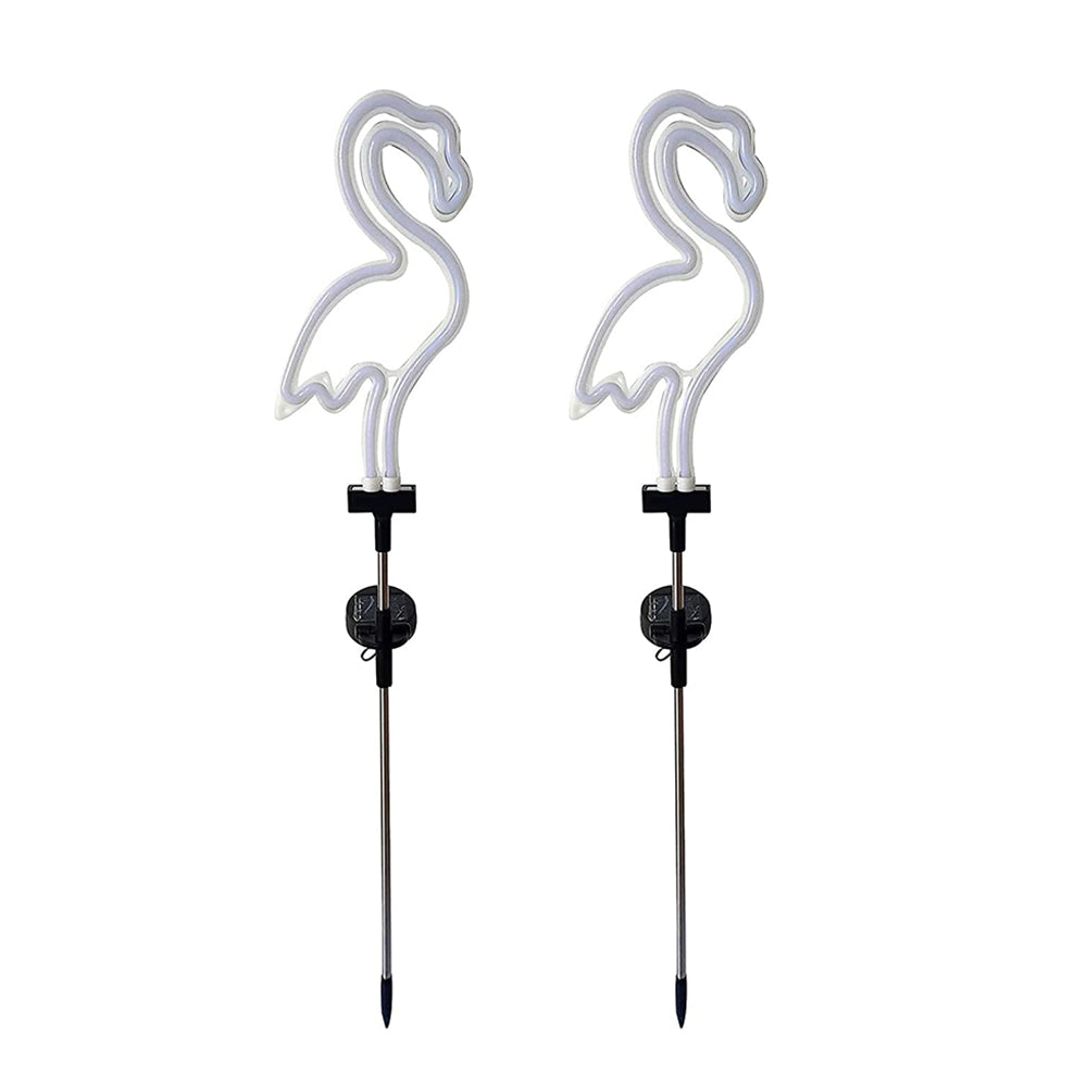 2X Solar Powered Flamingo Neon Ground Lights Outdoor Garden Patio Walkway Lamp