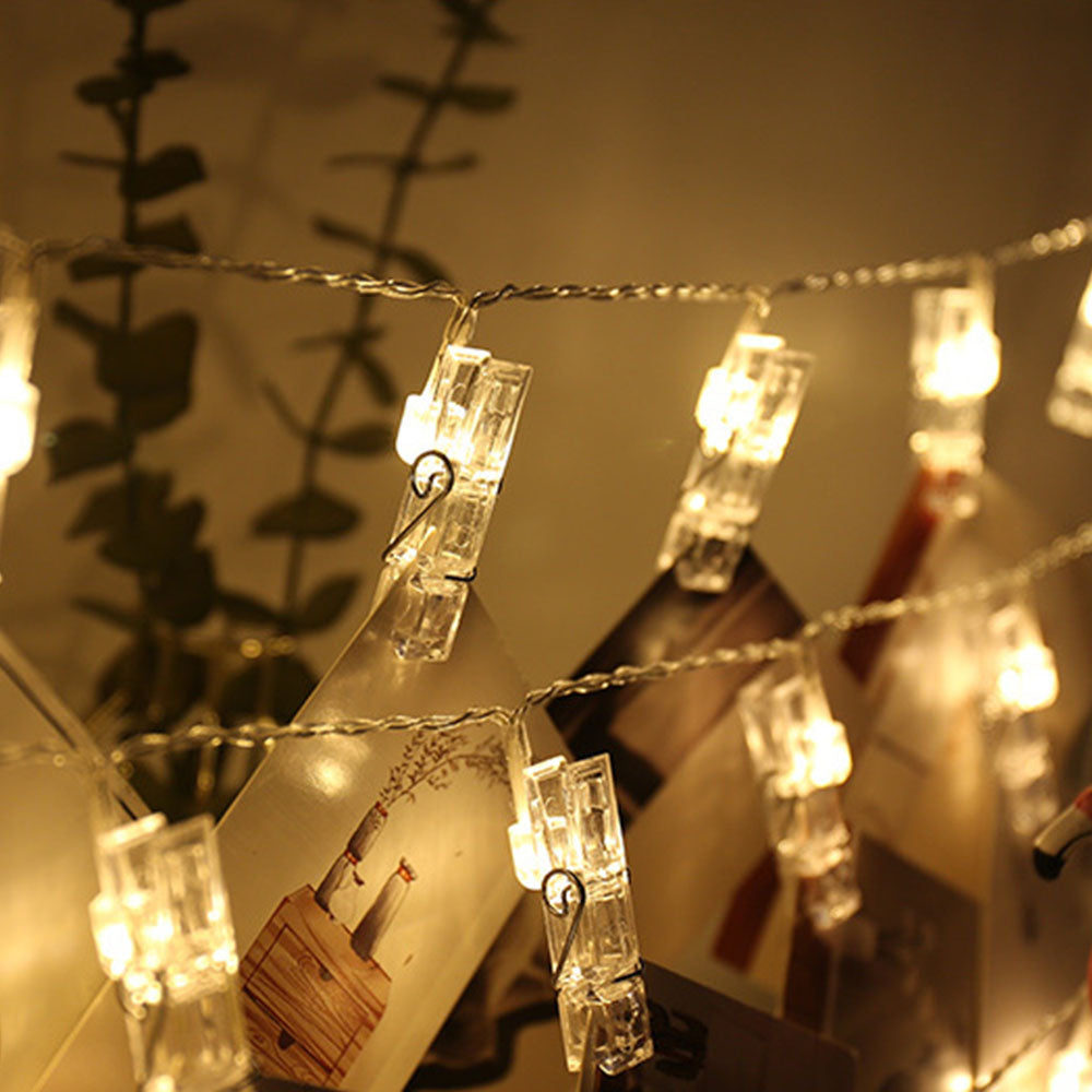 20 LED Peg Clip String Lights Battery Operated Home Decor Lamp