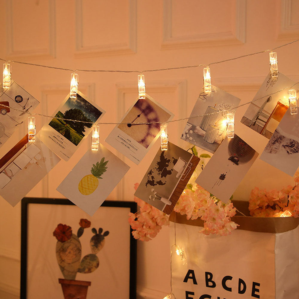 20 LED Peg Clip String Lights Battery Operated Home Decor Lamp