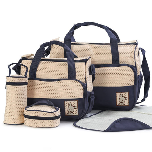 5PCS Multi Functional Mommy Bags Set Diapers Storgeage Handbag Kit