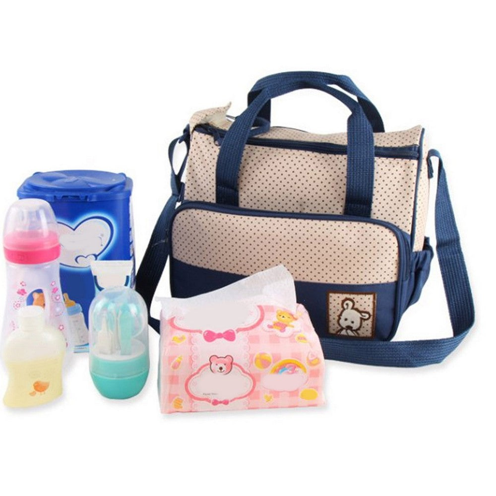 5PCS Multi Functional Mommy Bags Set Diapers Storgeage Handbag Kit