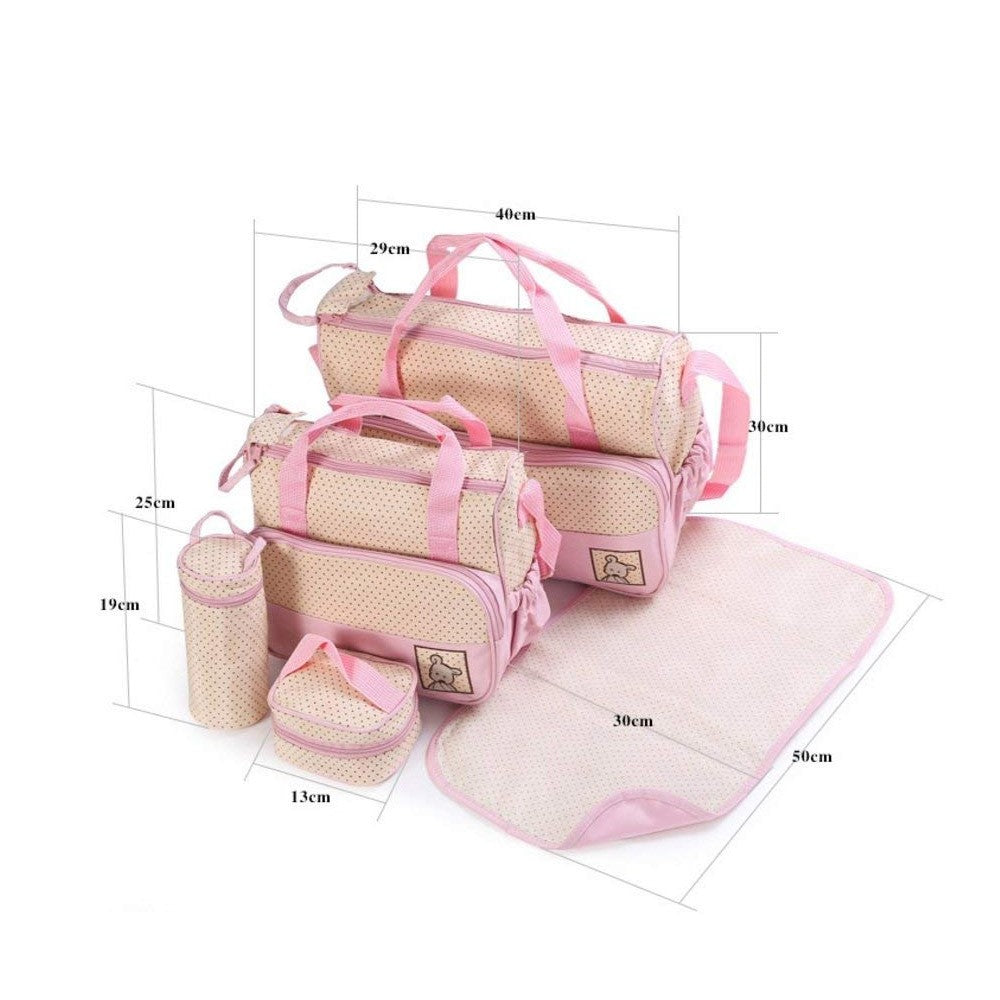 5PCS Multi Functional Mommy Bags Set Diapers Storgeage Handbag Kit