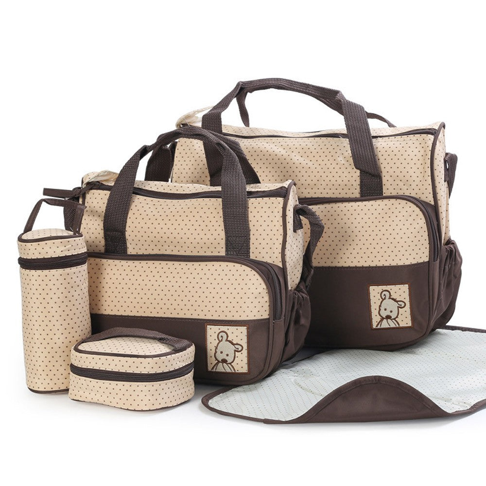 5PCS Multi Functional Mommy Bags Set Diapers Storgeage Handbag Kit