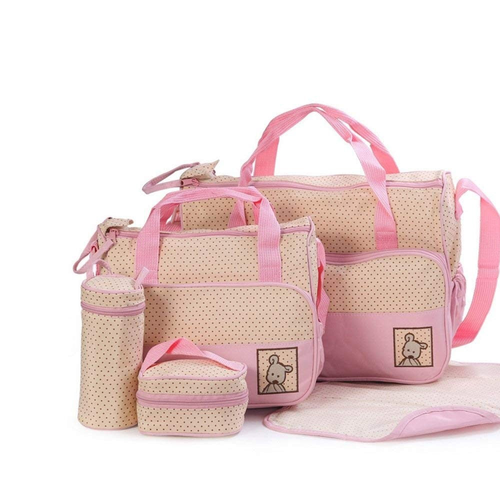 5PCS Multi Functional Mommy Bags Set Diapers Storgeage Handbag Kit