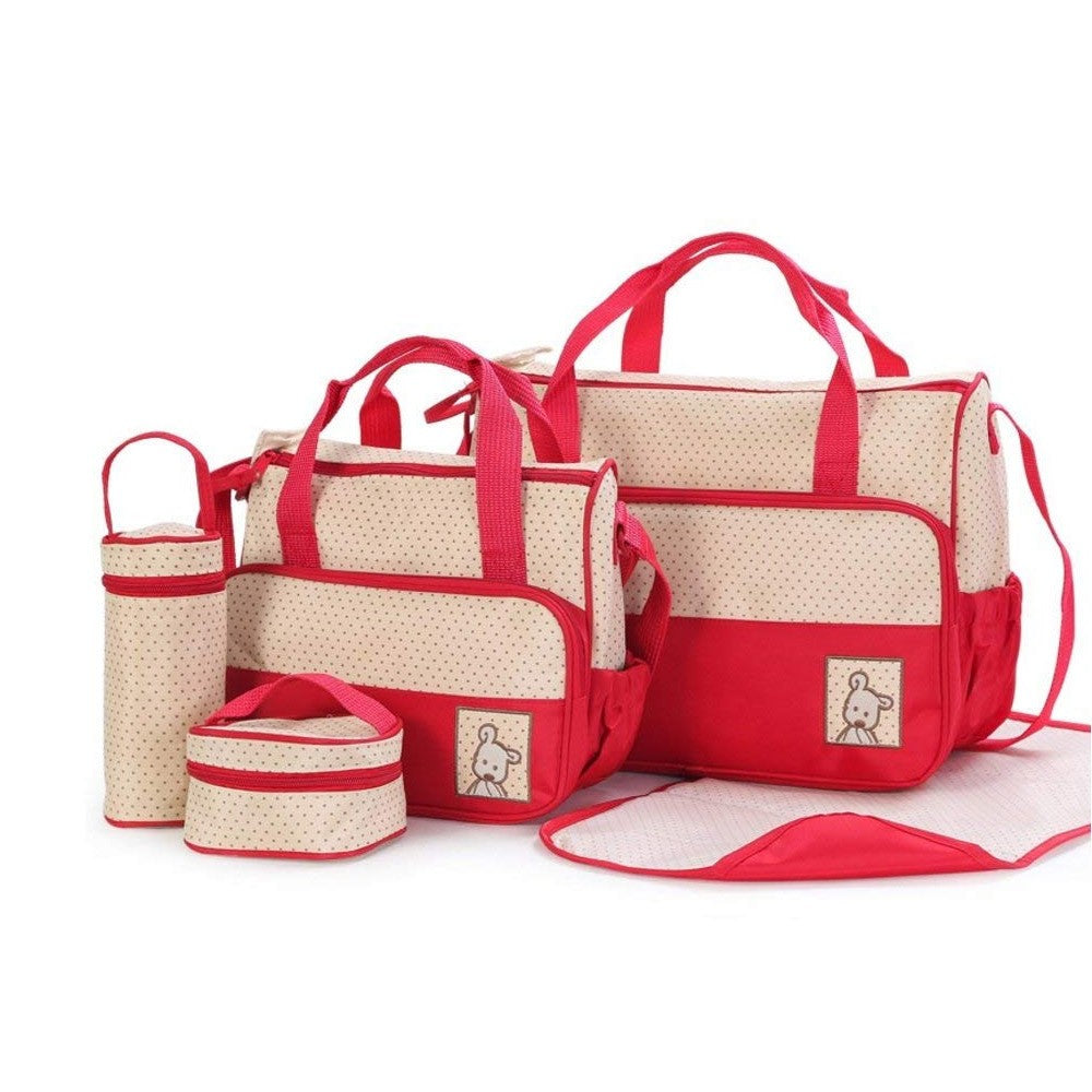 5PCS Multi Functional Mommy Bags Set Diapers Storgeage Handbag Kit