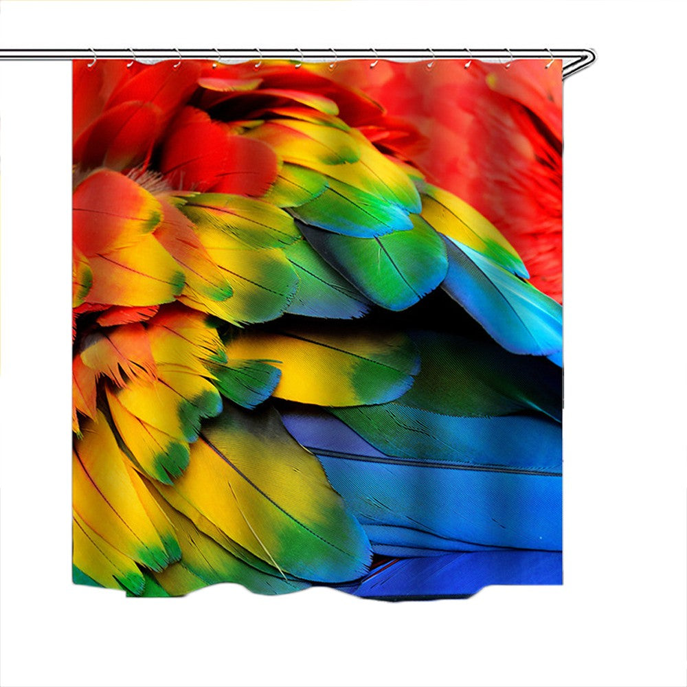 180x180CM Colorful Feathers Polyester Shower Curtain Style 3