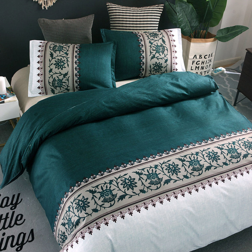 King Quilt Cover Bedding Set Peacock Blue