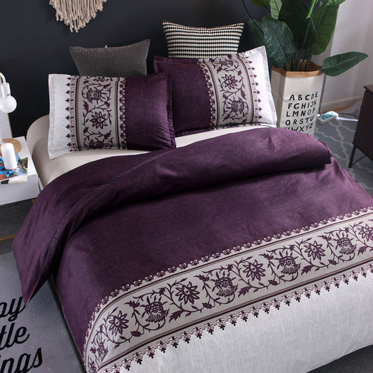 King Quilt Cover Bedding Set Purple