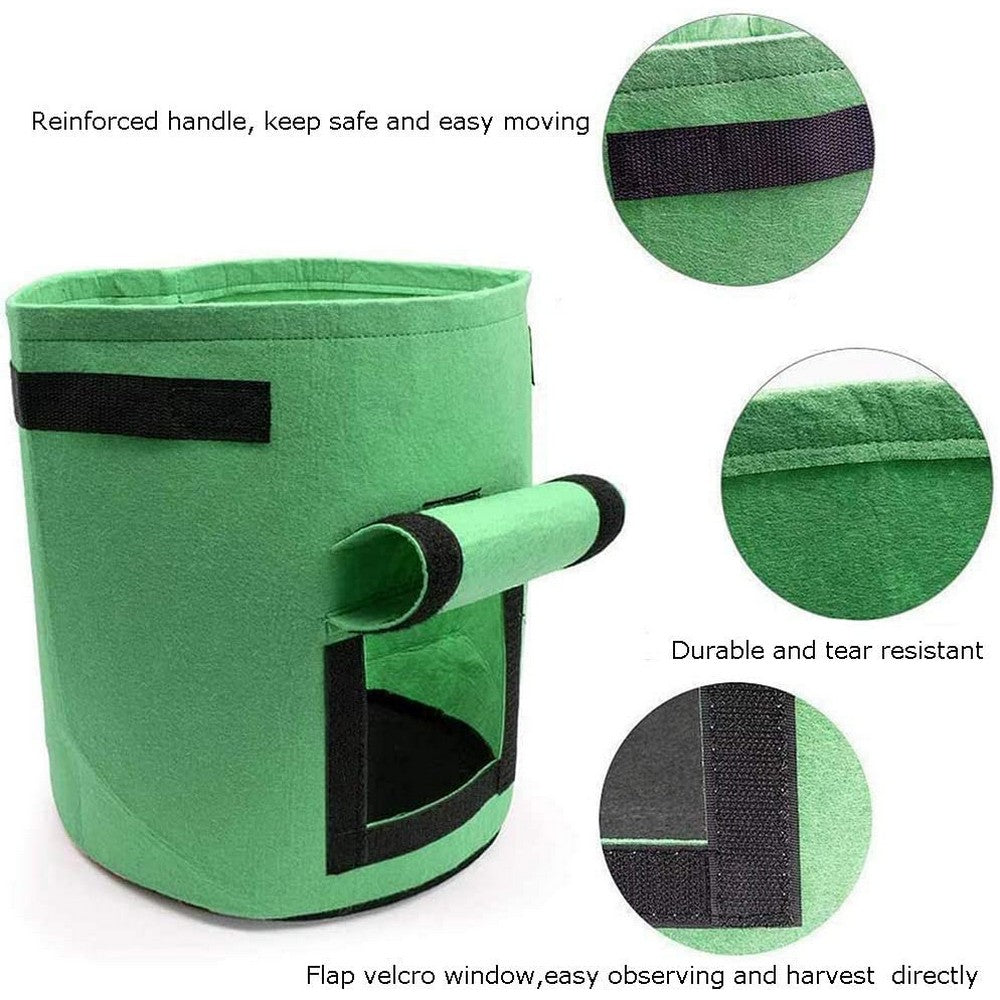 Black Medium Size Reusable Garden Potato Planting Bag Vegetable Harvest Window Growing Planter Bag