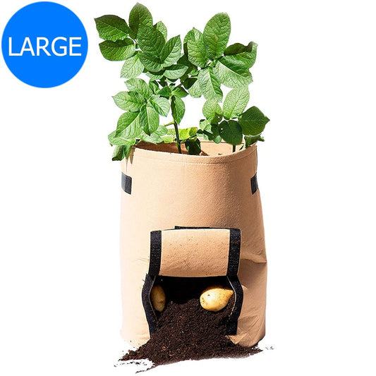 Brown Large Size Reusable Garden Potato Planting Bag Vegetable Harvest Window Growing Planter Bag