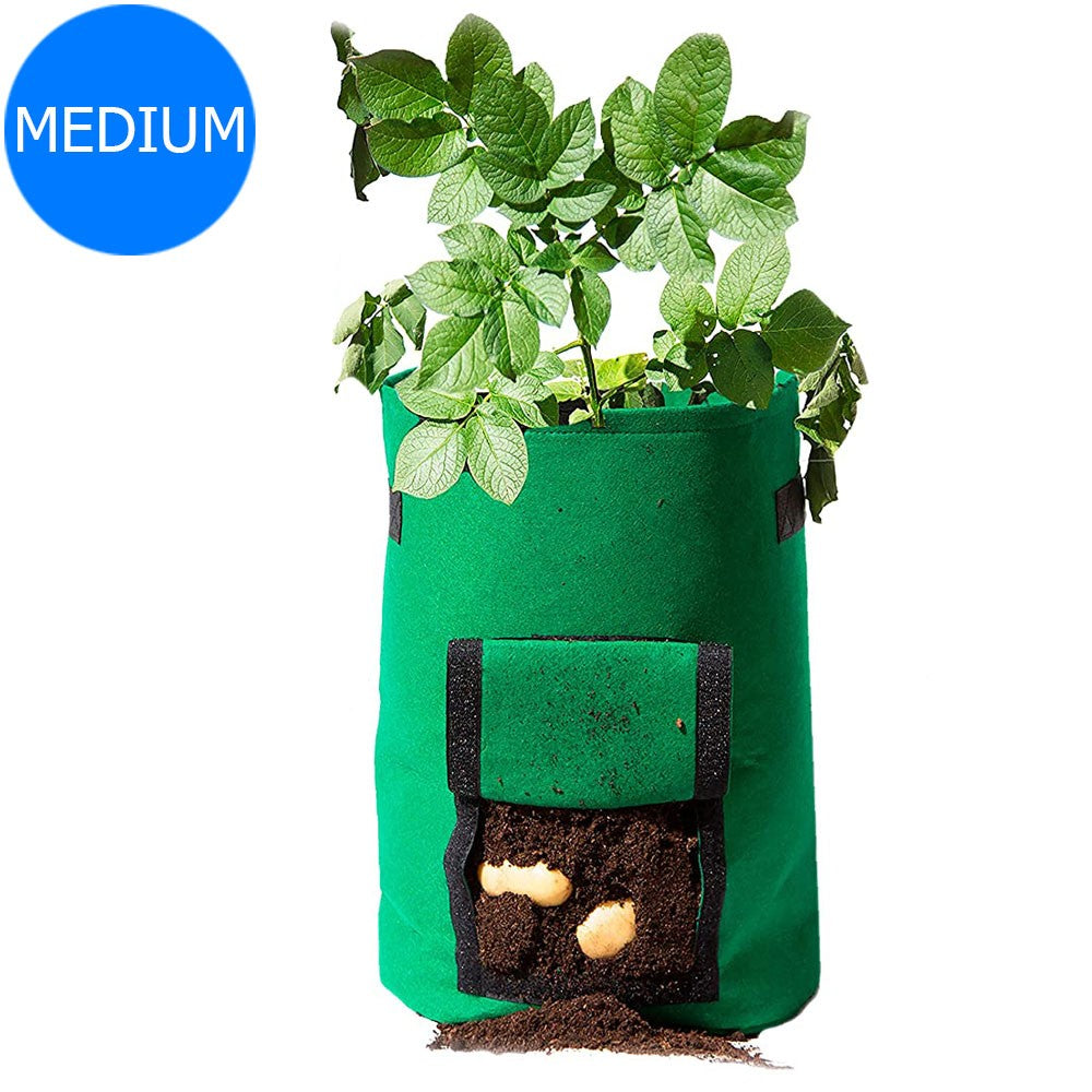 Green Medium Size Reusable Garden Potato Planting Bag Vegetable Harvest Window Growing Planter Bag