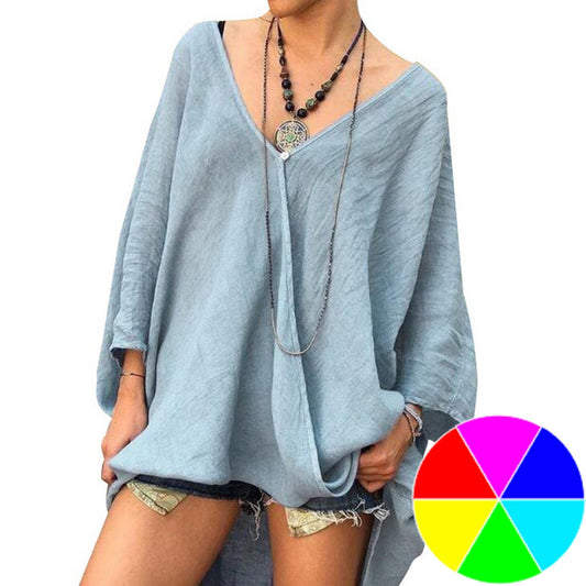 Women Linen V-Neck Shirt