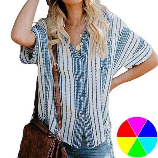 Women Linen Striped Shirt