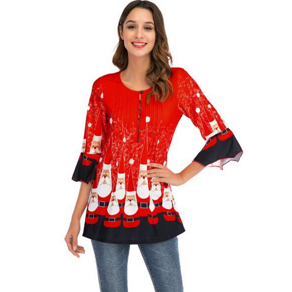 Women Printed Ruffle Sleeve T Shirt Style 1