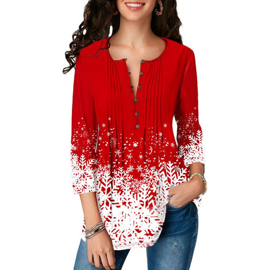 Women Printed Ruffle Sleeve T Shirt Style 2