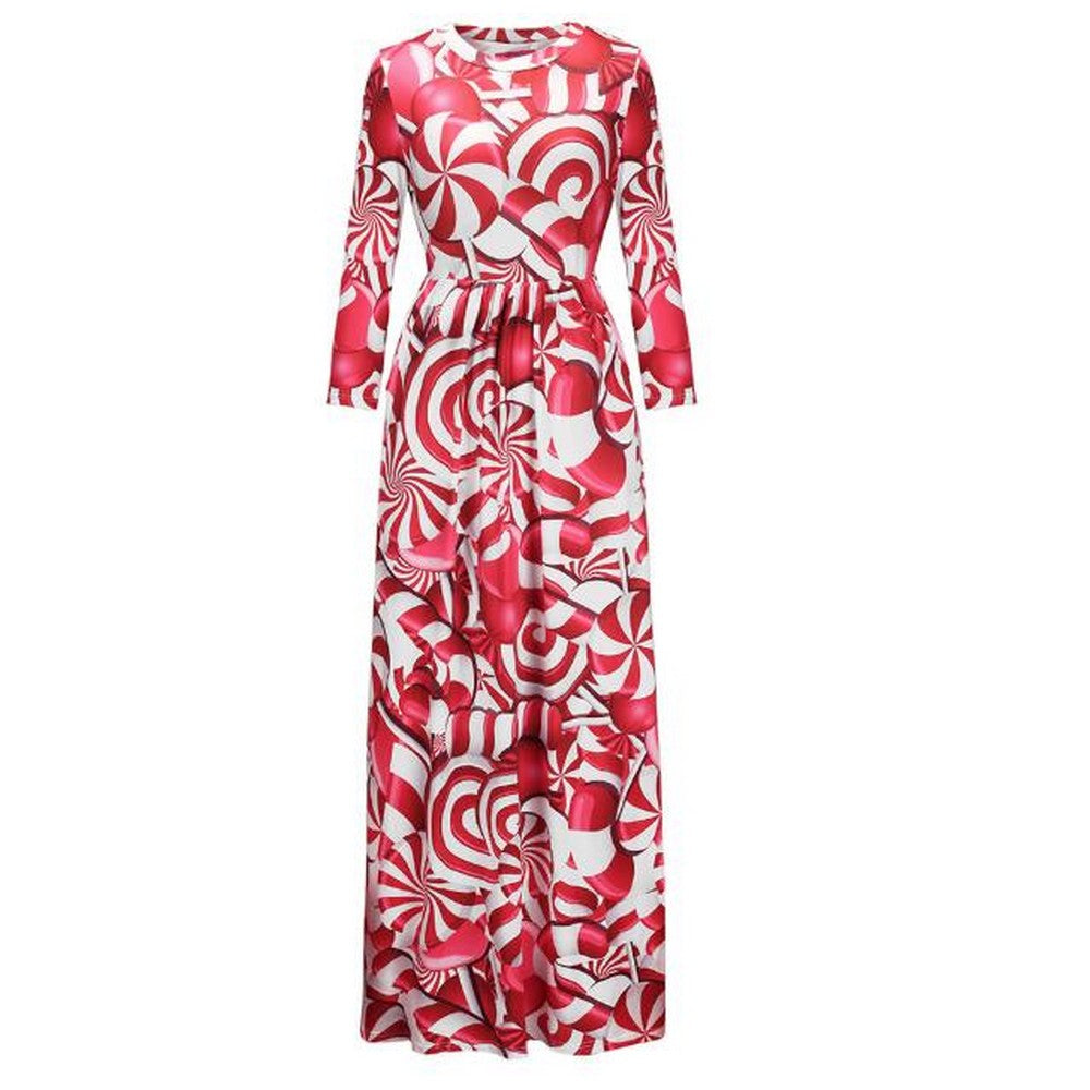 Women Printed Slim Dress Red